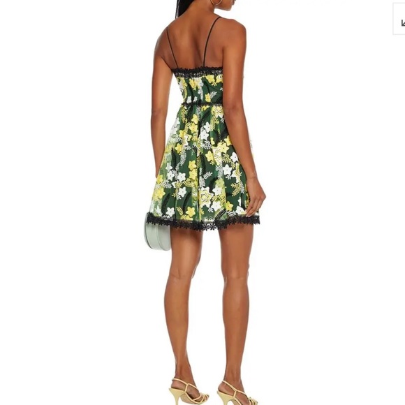 CHARO RUIZ IBIZA Crocheted Lace-Trimmed Embroidered Tulle Mini Dress Emerald - Picture 3 of 7